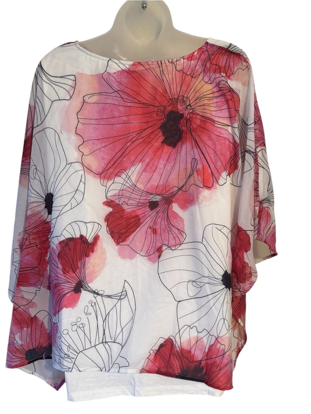 CHICO'S Floral Sheer Flutter Top attached Solid White Tank - Picture 6 of 10